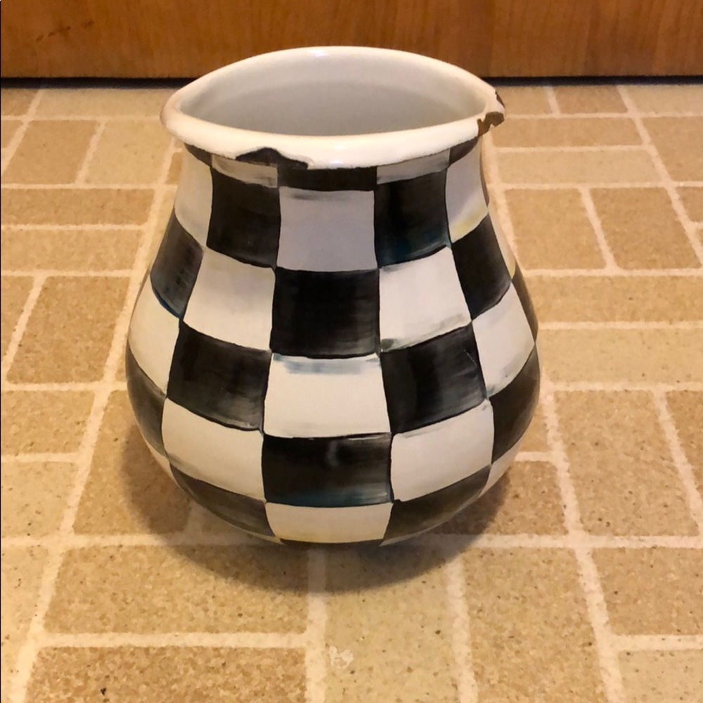 Makenzie childs black and white check med pitcher